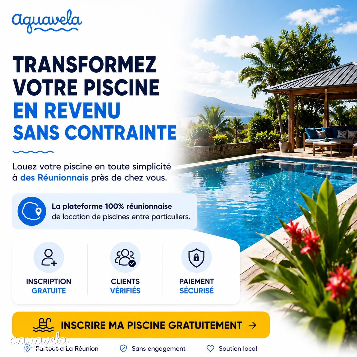 Magnifique piscine vue Saint Gilles